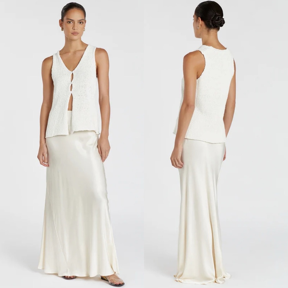 DISSH DION OFF WHITE BOUCLE KNIT VEST M Ivory Textured Boho Minimalist Top - Picture 3 of 12